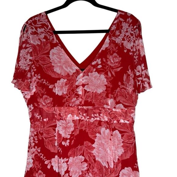 INC Red & Pink Asymmetrical Hem Ruffled Midi Dress Sz 12, Soft Girl, Ethereal - Picture 5 of 15